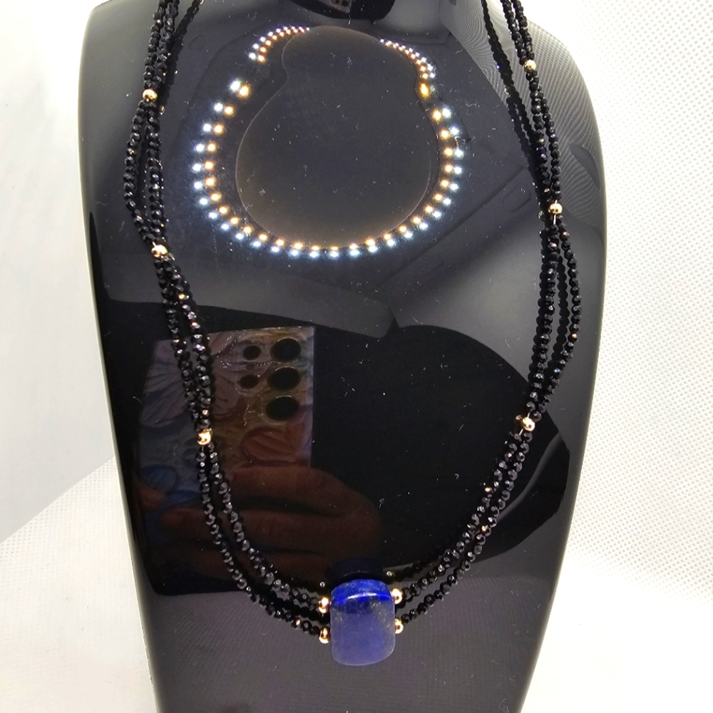 Spiral Necklace with Lapis Lazuli Pendant